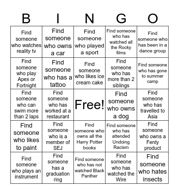 Students for Educational Justice  Bingo Card