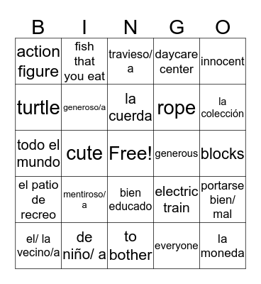 Unit 6 Vocab 1 Bingo Card
