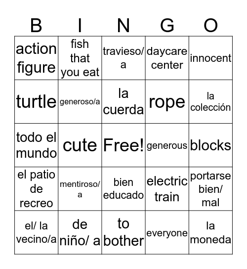 Unit 6 Vocab 1 Bingo Card