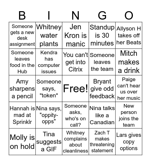 WALMART BINGO Card