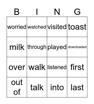 Vocabulary Bingo Card