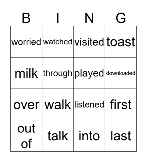 Vocabulary Bingo Card