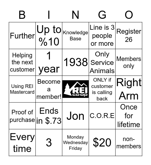 All Store Meeting Bingo Card