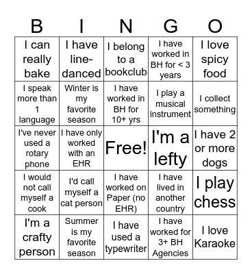 People Bingo Card