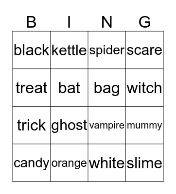 Halloween Bingo Card