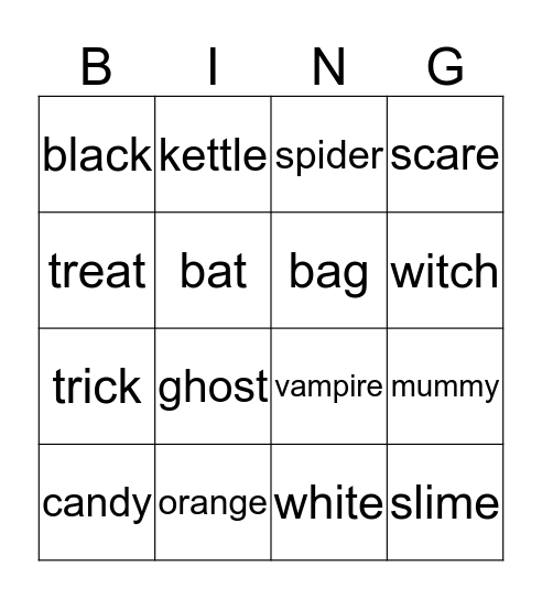 Halloween Bingo Card