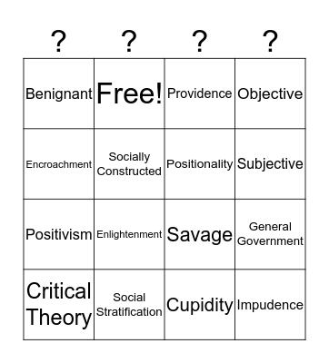 Critical Thinking Vocabulary Bingo Card