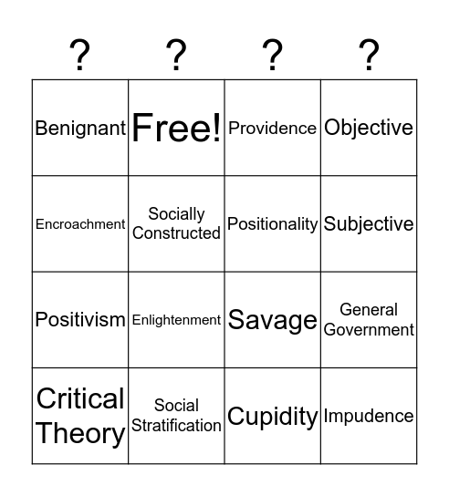 Critical Thinking Vocabulary Bingo Card