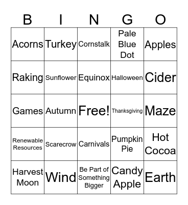 Autumn Adventure Bingo! Bingo Card