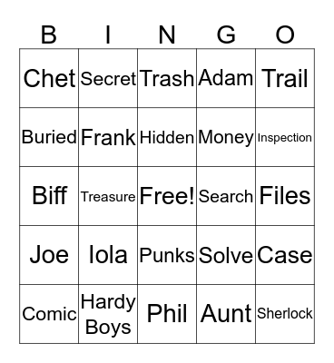 The Hardy Boys: Mystery Map Bingo Card