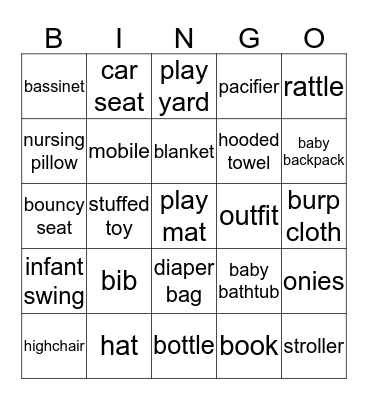 baby shower gift Bingo Card