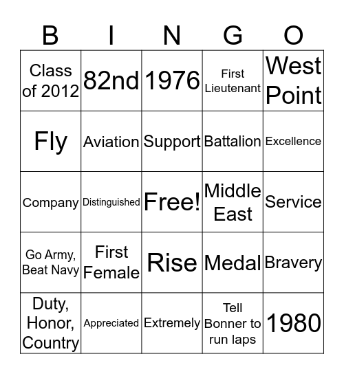 Nininger Award Bingo Card
