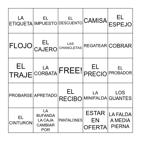 Span 2 ch 8 Bingo Card