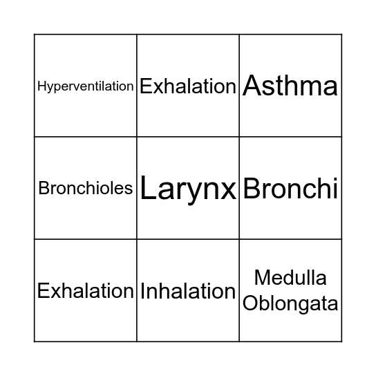 Respiration System Bingo Card