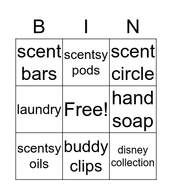 scentsy bingo Card