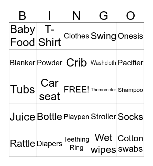 Baby Shower - "Prince Tyler" Bingo Card