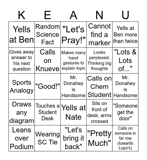 Mr. Donahey Biology! Bingo Card