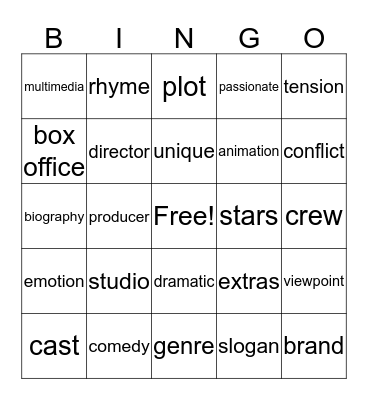 Unit 3 Vocabulary Review Bingo Card