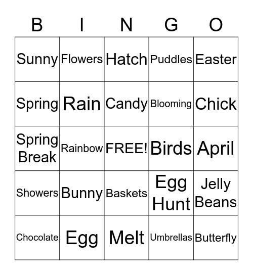 Spring Bingo Card