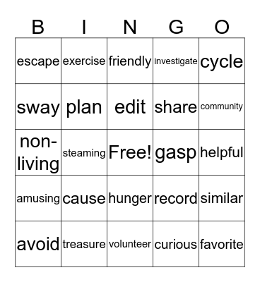 RR#10 bingo for 2nd grade Bingo Card