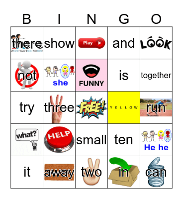 Sight Words Bingo Card