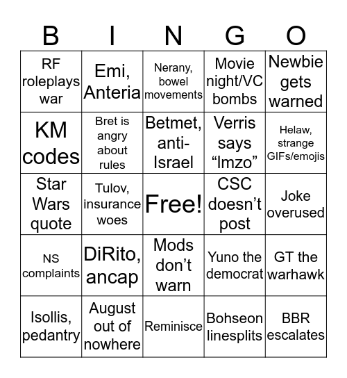 Augustin Alliance Bingo Card