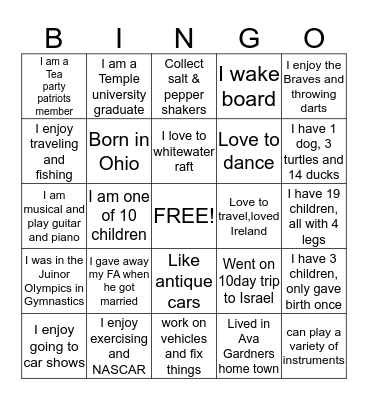 BOA FUN Bingo Card