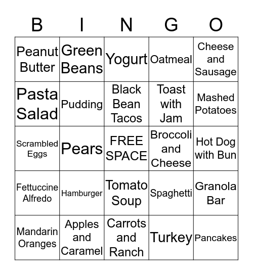 FORTNITE VBUCKS HEALTHY FOOD BINGO Card