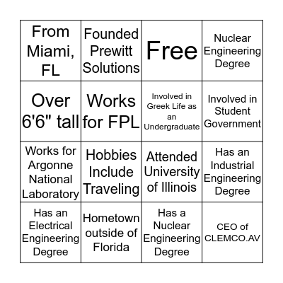 Career Journeys in STEM Bingo Card
