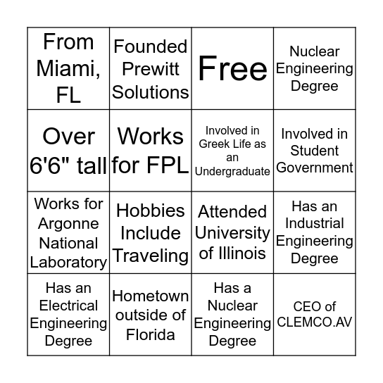 Career Journeys in STEM Bingo Card