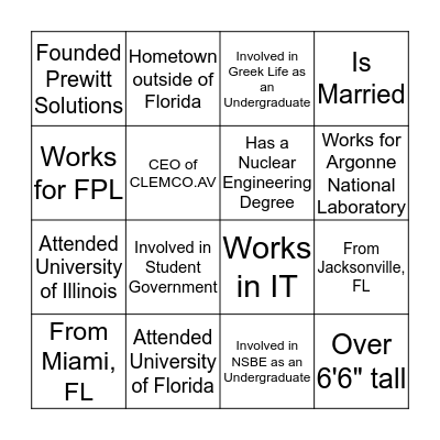 Career Journeys in STEM Bingo Card