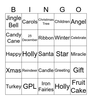 GPL Christmas BINGO 2019 Bingo Card