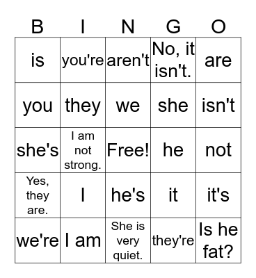 I Bingo Card