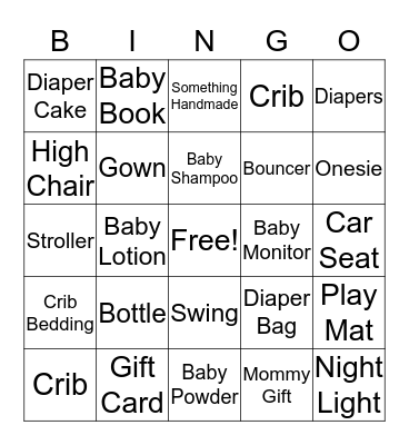 Baby Bingo Card