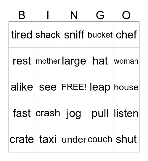 Synonyms Bingo Card