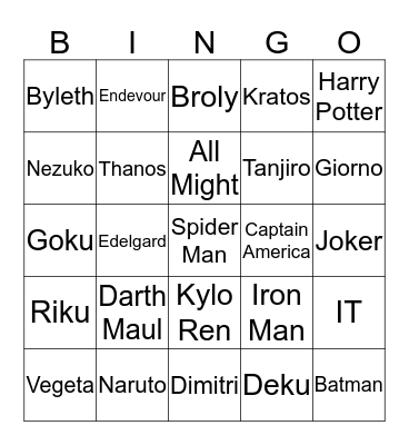 Armogendann bongo Bingo Card