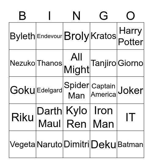 Armogendann bongo Bingo Card
