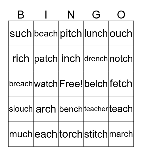 ch/tch Bingo Card