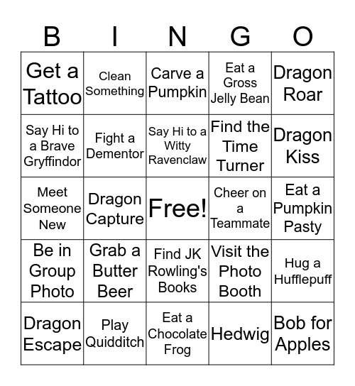 Dragon Bingo Card