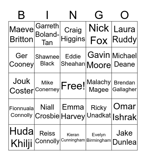 Musical Voices Bingo Card