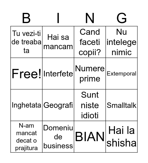 Bingo VV Bingo Card