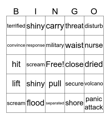 Vocabulary unit 2 lesson 1 Bingo Card