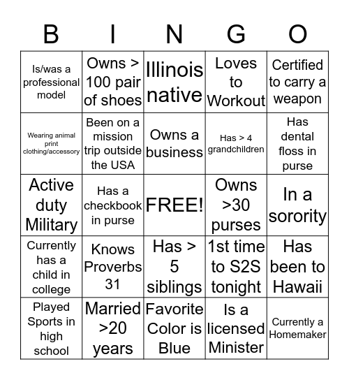 Human Bingo!!!! Bingo Card