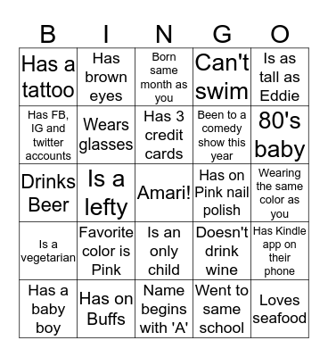 Find Someone Who...... Bingo Card