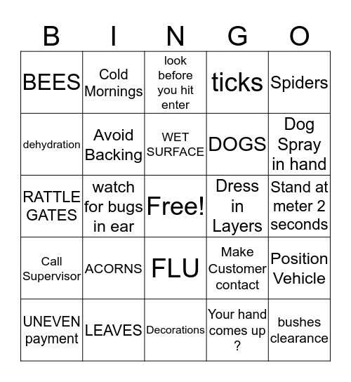 AUTUMN SAFETY Bingo Card