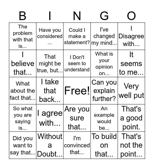 Social Studies Talk Move Bingo Card