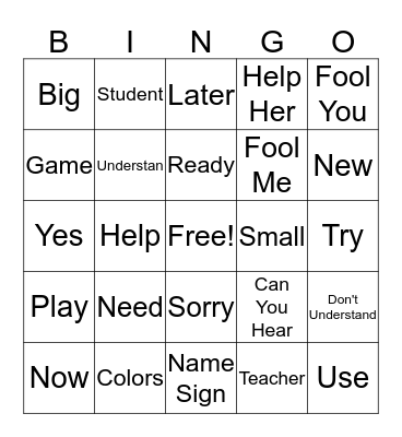 Survival Signs Bingo Card