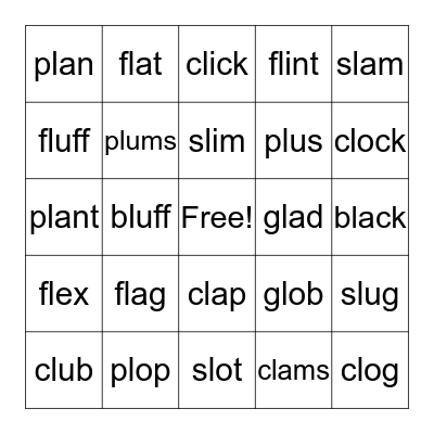 L Blends Bingo Card