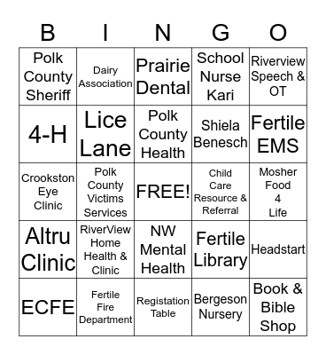 Happy Healthy Kids Expo 2014 Bingo Card