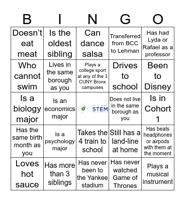 Find Someone who Bingo Card